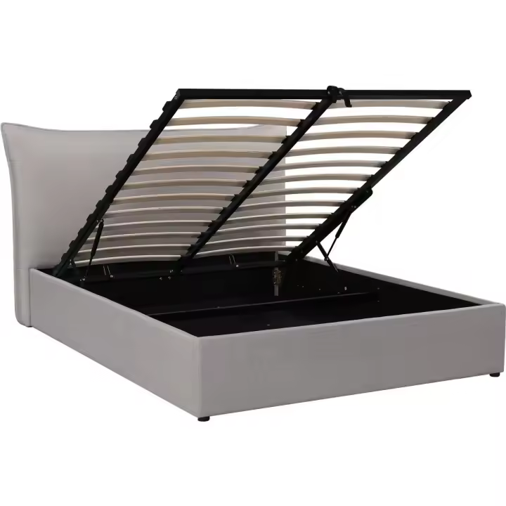 Habitat y Jardin - Cama doble con almacenaje "Megeve" 160 x 200 cm - Gris - 1