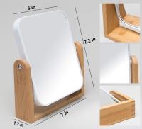 Espejo de maquillaje con soporte de Bambú natural, Espejo de augmentation giratorio de 360 Grados de doble cara con aumento - details 1