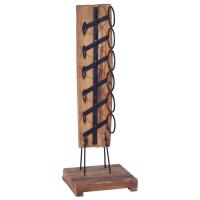 vidaXL Botellero para 6 botellas madera maciza de roble 35x35x100 cm - details 0