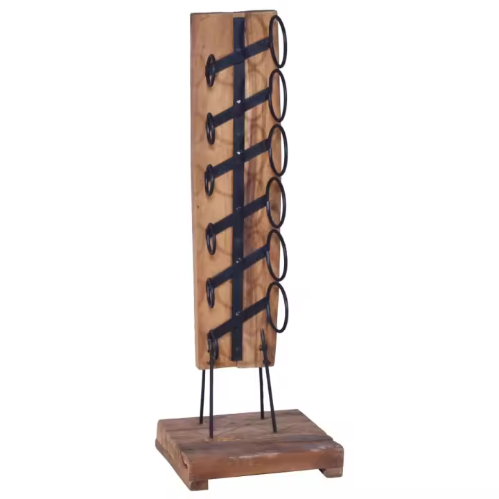 vidaXL Botellero para 6 botellas madera maciza de roble 35x35x100 cm - 1