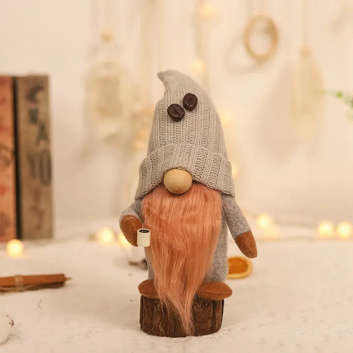 Muñeco De Terciopelo Sin Caras Gnomos Del Café Decoración Navideña Para Casa Muñeco De Knit Gnomos Del Café Ornamento De Feria Moderno Para Dormitorio Y Cocina - 1