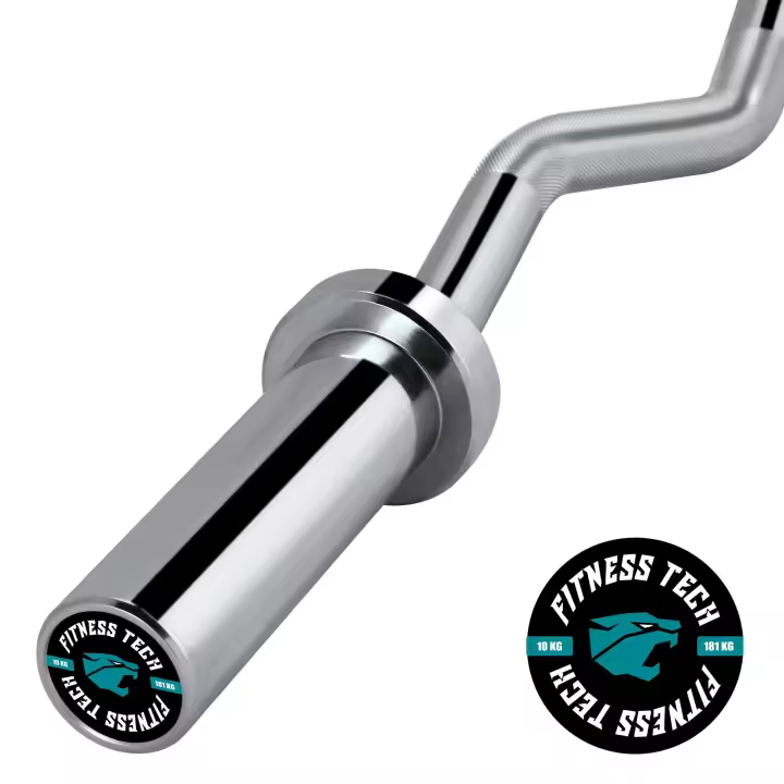 Fitness Tech Barra Super Curl Acero 1.2m * 50mm 400LBS / 181Kg Max Barras para peso libre - 1