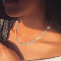 Collar Corto De Imitación De Diamante Para Hombres Y Mujeres Joyería De Moda Hip Hop CZ Tennis Collar Sin Cadena Para Fiestas - details 1