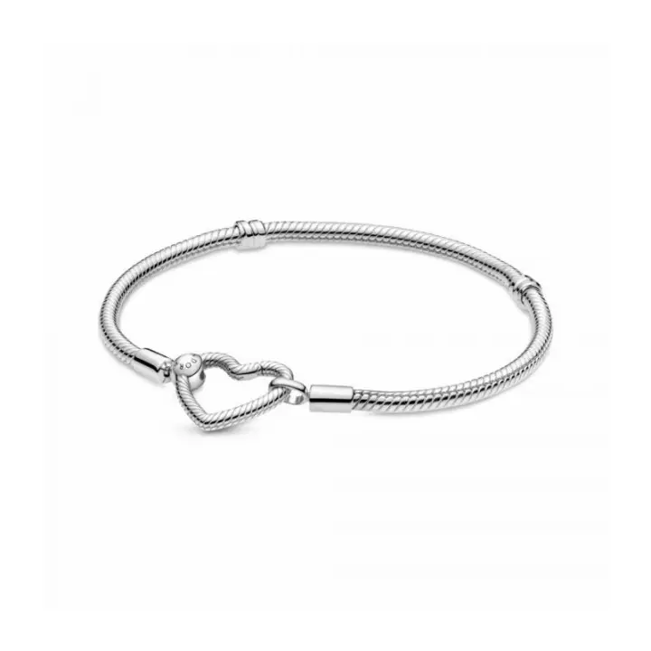 Pulsera Pandora Moments en plata de ley Cadena de Serpiente Cierre Corazón - 599539C00 - 1