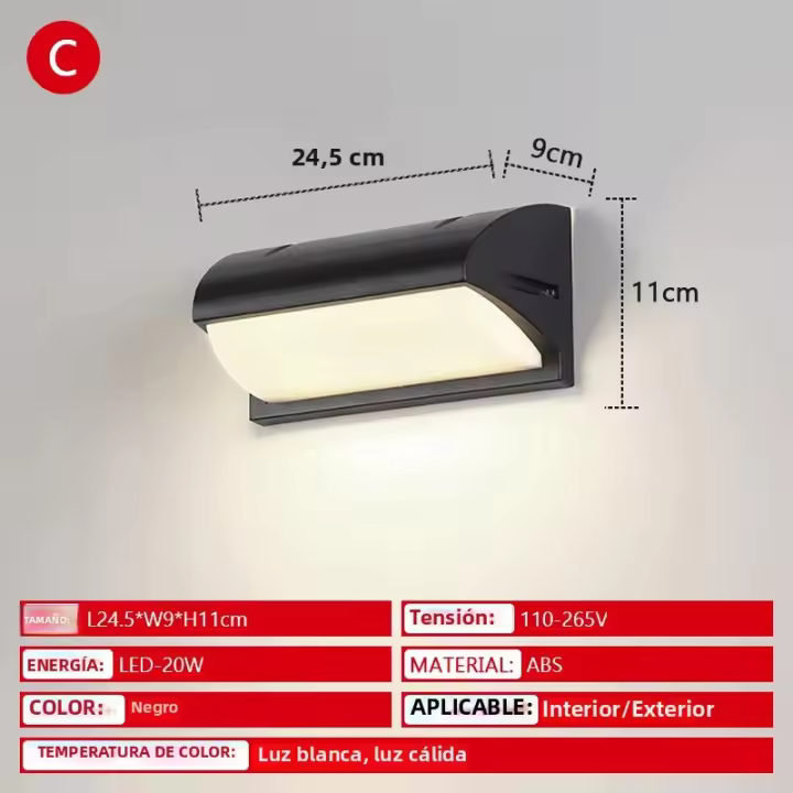Lámpara De Pared LED Impermeable IP65 Con Sensor De Movimiento PIR Para Exterior Iluminación Decorativa Para Pasillo Hogar Porche Balcón Jardín AC85-265V Moderna - 1