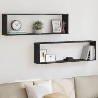 vidaXL Estantes cubo de pared 2 uds madera 100x15x30 cm en color Roble artisan/Madera antigua/Roble negro | práctico organizador multiusos diseño compacto funcional - details 2