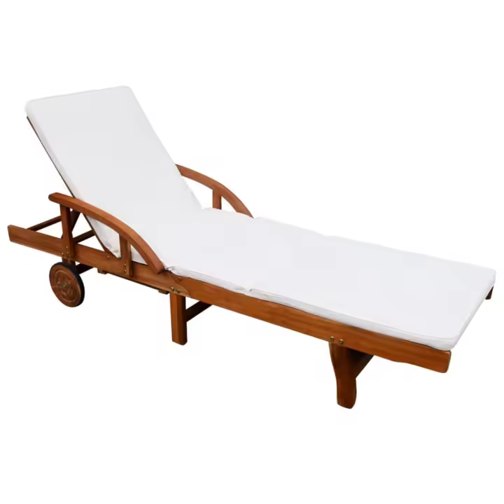 vidaXL Tumbona con cojín madera maciza de acacia Crema, Gris oscuro, Sillas de Exterior Ideal para jardín, playa, piscina, terraza Tumbona Piscina Tumbonas Playa Tumbonas Jardín Exterior - 1