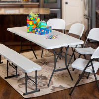 Mesa rectangular plegable blanco efecto granito Lifetime 185x76x74 cm - details 4