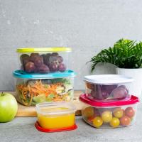 HOGUITA-Set de 9 Fiambreras de Plástico con Tapa Multicolor, Recipientes Reutilizables para Alimentos, Apilables, Cuadrados y Rectangulares, Apto para Microondas, Lavavajillas y Congelador, Libre de BPA - details 5