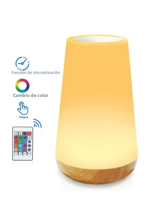 Lámpara Nocturna LED Recargable RGB Con Control Remoto Y Táctil 13 Colores Cambiables Luz De Mesa Para Cama Dimmable ABS - 1