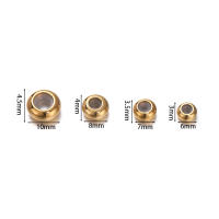 10pcs De Cuentas De Acero Inoxidable Para Ajuste Con Anillo Antideslizante De Silicona Cuentas De Espaciador Dorado Para Fabricación De Joyas DIY - details 2