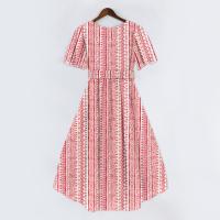 Vestido Casual De Moda Para Mujer Con Cuello En V Manga Corta Volante Vintage Impresión A-Line De Pierna Larga Estilo Italiano - details 13