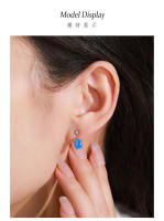 Zenyth-Pendientes Pequeños y frescos de Plata S925 with form de Lágrima del océano, with circonitas ovaladas de color Azul Claro, joyería versátil para las orejas de Nicho para Mujer. - details 2