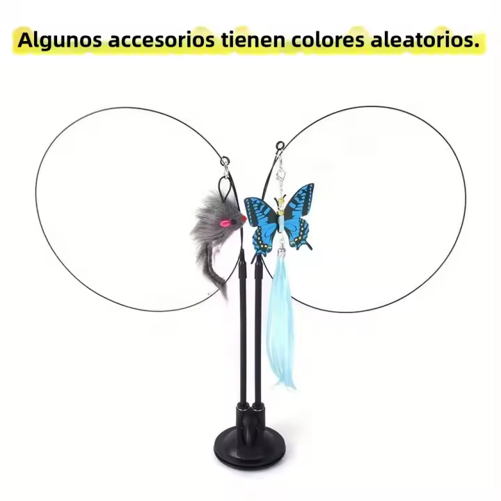 Juguete Para Gatos Con Cabeza De Pluma Y Ventosa Doble Adhesiva Stick De Acero Manual Reemplazo De Cabeza De Pluma Para Gatos - 1