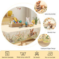 Mantel Redondo De Pascua Con Patrón De Conejo Y Huevo 5 Tamaños Disponibles Decoración De Jardín De Primavera Mantel Para Uso Diario En Cocina Terraza - details 4