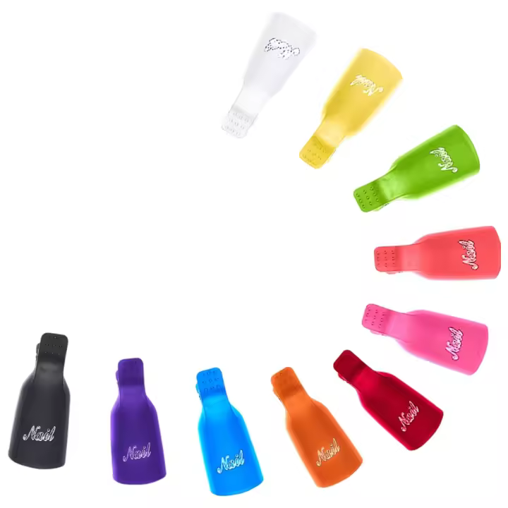 10 Pcs/set Herramientas De Manicura En Acrílico Colorido Gel UV Polvo De Pólvora Para Uñas Con Tapa De Inmersión Y Clips Para Limpieza Y Arte De Uñas - 1