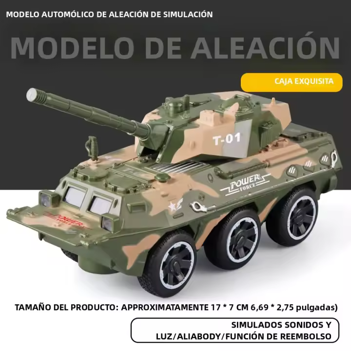 Juguete De Tanque De Combate Con Sonido Y Luz Juguetes Educativos Para Niños Material Metálico Duradero Y Seguro - 1