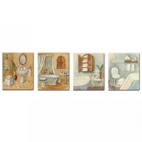 ARISE SHOP-Cuadro Impreso de lienzo"flor bañera inodoro",Lienzo decorativo con diseño de cactus,juego de 4 cuadros decoración baño,sala de estar,dormitorio,Lienzo decorativo para pared,25 x 30 x(2 cm de grosor) - details 0