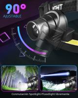 Linterna Frontal LED 100000 Lumens Con Sensor COB XPE+COB Para Camping Pesca Y Running Impermeable Con Tres Modos De Luz - details 3