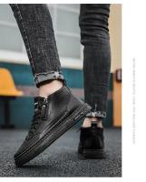 Botas De Cuero Para Hombre Alta Top Moda Algodón Zapatos De Tobillo Botines Casuales Negocios Exterior Zapatillas Nuevas Primavera/Otoño - details 11