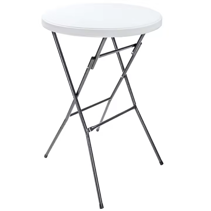 Acomoda Textil – Mesa de Coctel Redonda Portátil para Jardín y Terraza. Mesa Blanca Plegable de Interior y Exterior, Resistente y Duradera para Fiestas y Celebraciones 80x110 cm. - 1