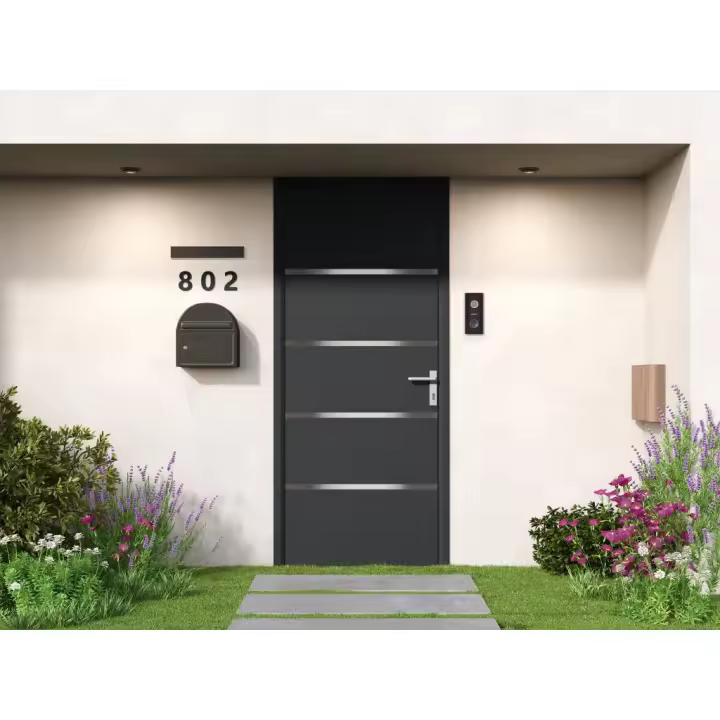 Vente-unique - Puerta de entrada de aluminio Alt. 218 x L96 cm antracita - izquierda de empuje - ISALINA - 1