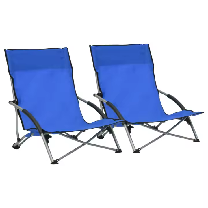 vidaXL Sillas de playa plegables 2 unidades tela - 1