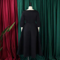 Vestido Elegante Para Mujer 2024 Moderno Cuello Redondo Tres Cuartos Ajustado a La Cadera A-Line Midi Fiesta Cumpleaños Cena Boda - details 27