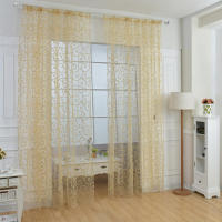 Cortina De Tela De Encaje Vintage Pastoral Floral 210*95cm Cortina De Ventana Transparente Decorativa Para Hogar Y Café - details 8