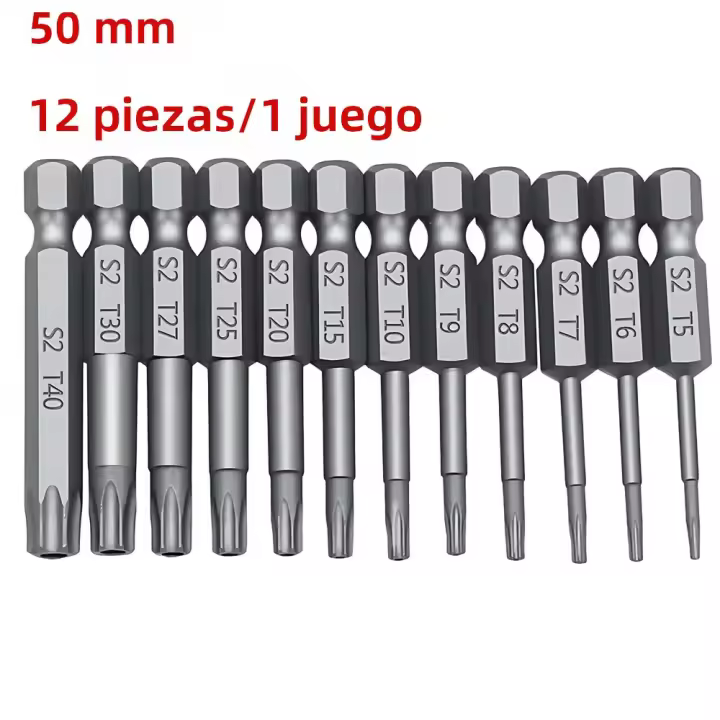 Juego De Destornilladores Magnéticos Torx Extra Largo 100/50mm Seguridad Anti-Robo Punta De Estrella Para Herramienta Rotativa Material De Alta Carbono - 1