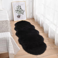 Carpetas De Pelo Suave Imitación De Lana Negra Ondulada Para Mejorar El Hogar Alfombra Para Piso De Habitación Infantil Antideslizante Y Resistente Al Desvanecimiento Alfombra Para Interior - details 2