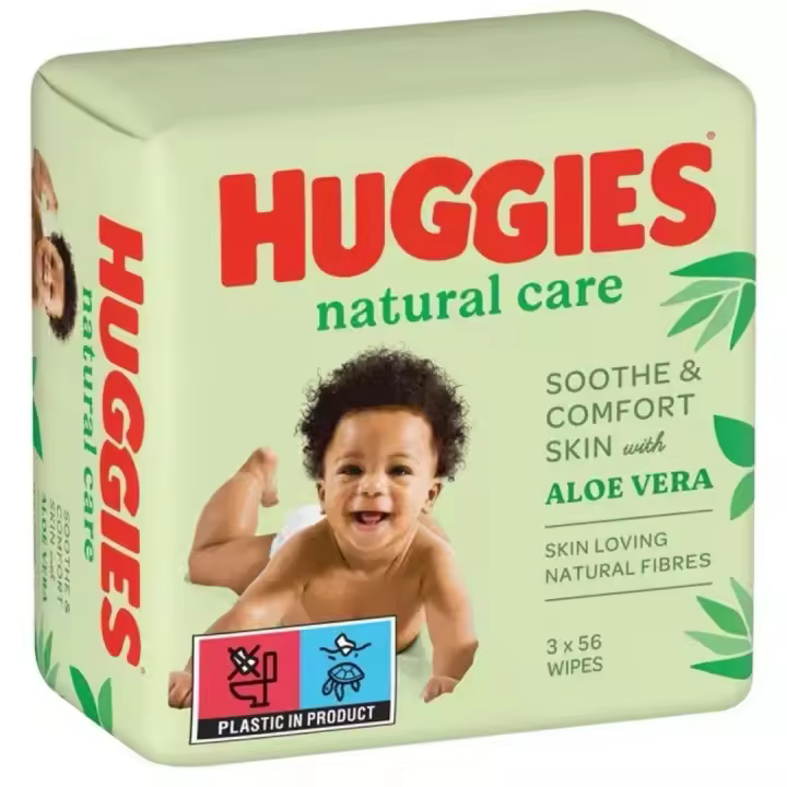 Huggies Toallitas Natural Care Pack de 168 toallitas (3 paquetes de 56 toallitas) - Suaves y Naturales para la Piel Delicada del Bebé - 1