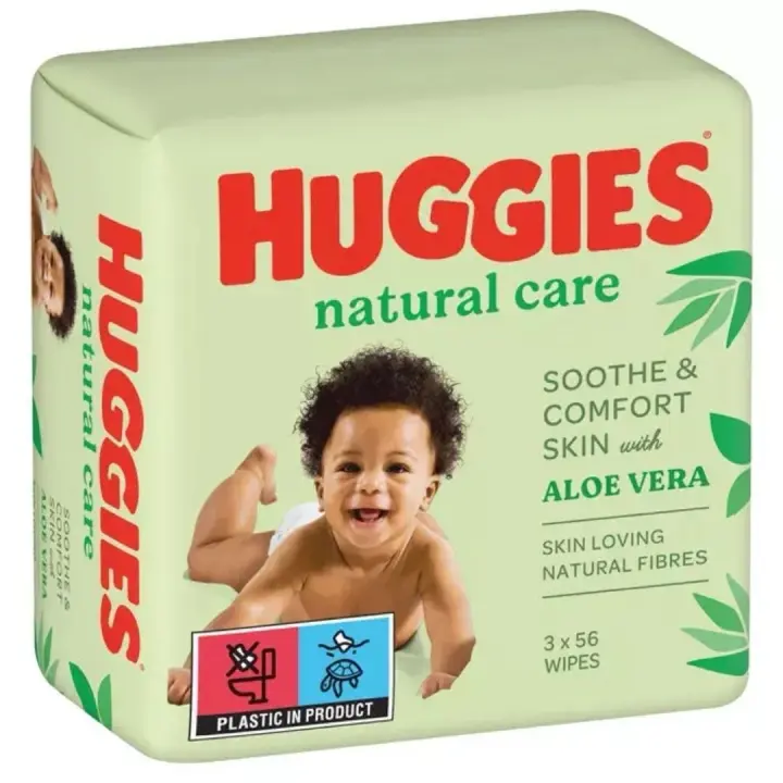 Huggies Toallitas Natural Care Pack de 168 toallitas (3 paquetes de 56 toallitas) - Suaves y Naturales para la Piel Delicada del Bebé - 1