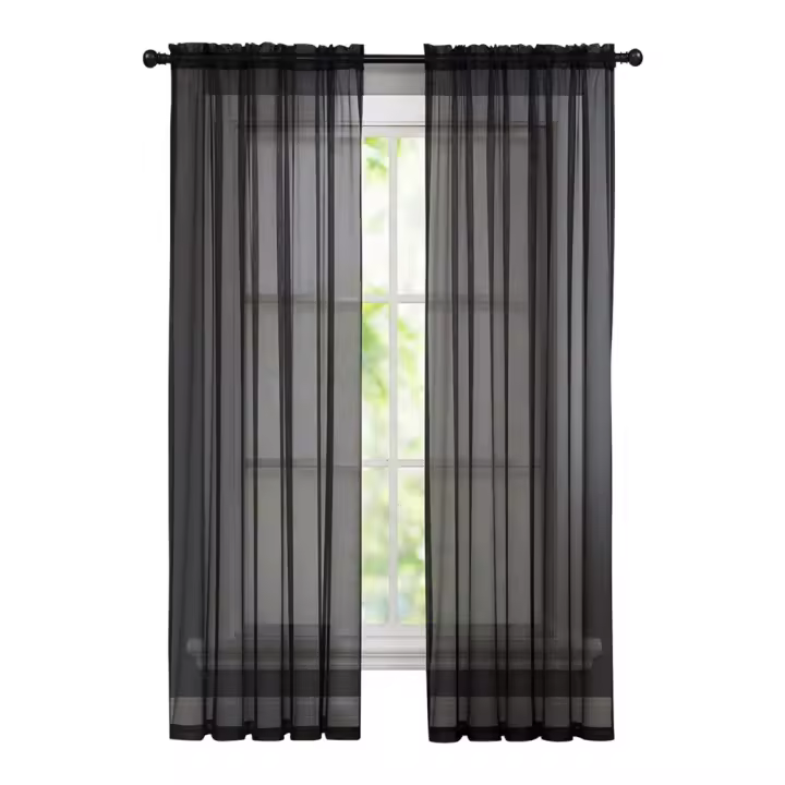 Cortina De Tule Transparente Para Ventana 100x200cm Color Sólido Barra De Hilo Decoración Del Hogar Cortina De Ventana Sin Aislamiento Térmico MOV - 1
