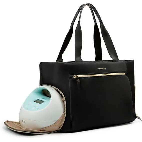 Breast Pump Bag Diaper Tote Bag with 15 Inch Laptop Sleeve Fit Most Breast Pumps - 1