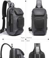 Mochila bandolera para hombre, mochila cruzada, impermeable, informal, con puerto de carga USB - details 3