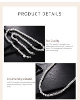 Collar De Cadena DOTEFFIL Plata 5mm 20/24 Pulgadas Para Hombres Y Mujeres Joyería De Moda Para Boda Y Compromiso - details 1