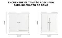 Mueble bajo Lavabo para Cuarto de baño, Color Blanco rústico, Ancho del Mueble bajo Lavabo Aprox. 50 cm o 60 cm - Mueble de baño bajo Lavabo Grande - Mueble bajo Lavabo (50 x 30 x 60 cm) - details 2