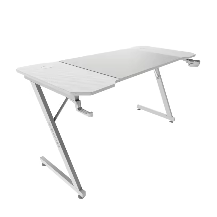 Mars Gaming MGD-X, Mesa Gaming Ergonómica, Superficie en Fibra de Carbono, Estructura Metálica, Alfombrilla XXL, Soporte Auriculares y Bebida, Gestión Cableado, Escritorio Gaming con Tablero de 120cm / 140cm / 160cm, Mesa Gaming PC Negra o Blanca - 1