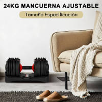 48kg Mancuerna Ajustable,Pesas y Mancuernas,Mancuernas Cortas Ajustables,15 Niveles de Peso,Ajuste Rápido Ajuste Con Una Sola Pulsación,Juego de Mancuernas con Discos de Pesas - details 0