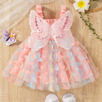 Vestido De Princesa Para Bebé Niña Verano Con Alas De Mariposa 3D Tirantes Colgantes Vestido De Malla Lindo Y Moda Para Niñas - details 1