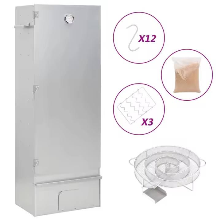 vidaXL Horno ahumador de BBQ con generador humo frío acero galvanizado - 1