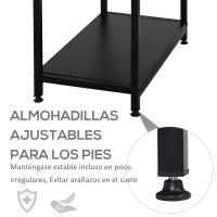 HOMCOM Mesa para Computadora Escritorio de Oficina Estudio con 3 Estantes Tabla Superior Patas con Almohadillas Ajustables Antideslizantes Marco Metálico 140x60x93 cm Negro - details 4