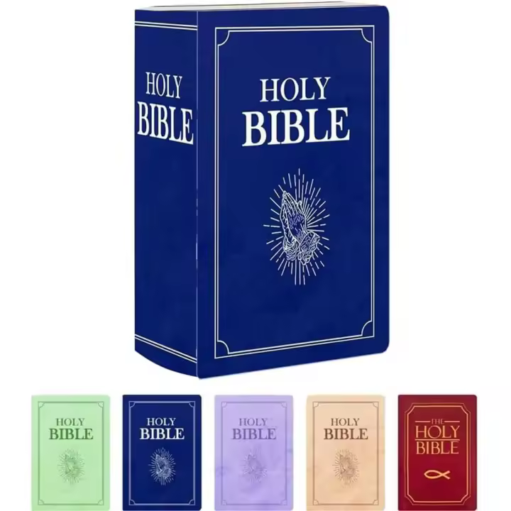 Almohada bíblica de peluche con forma de libro que se abre, ideal como regalo cristiano para niños y adultos (morado) - 1