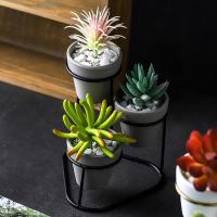 Juego De 3 Macetas De Suculentas En Hierro Dorado Y Negro Soporte De Flores De Estilo Europeo Para Decoración De Jardín Y Hogar Material Sillería - details 2