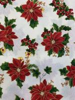 Tejidos Ortuño- Tela Navidad Flores Rojas Loneta , Tela para  Mantel, Caminos de mesa, Servilletas, Tela para Cojines, 2.5metros x 1.4m - details 0