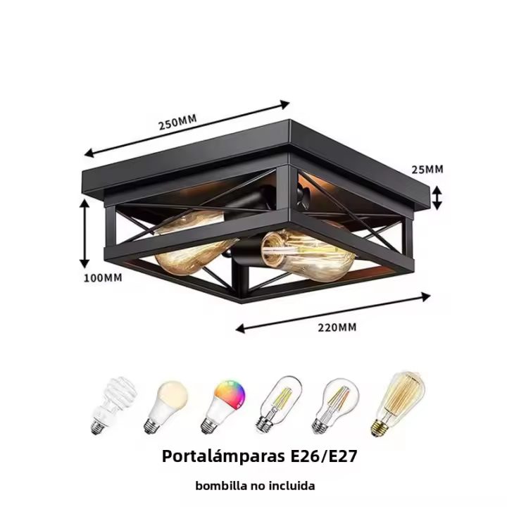 Lámpara De Techo LED Moderna En Negro De Hierro Industrial Iluminación Minimalista Nórdica Para Decoración Del Hogar Sala De Estar Comedor - 1