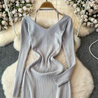 Vestido Largo De Mujer Con Cuello En V Y Manga Larga Blanco Elegante Con Cierre De Lazos Estilo Callejero Alta Moda Para Otoño Y Playa - details 21