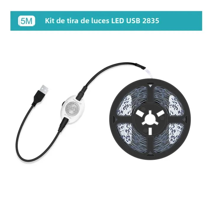 Tira De LED DC 5V Con Sensor De Movimiento 2835 Controlador Auto ON/OFF IP30 No Impermeable Flexible 5M Luz Nocturna Para Cama Lámpara De Noche - 1