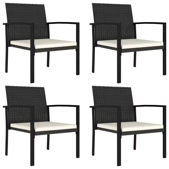 vidaXL Sillas de comedor de jardín 4 unidades ratán sintético negro - 1
